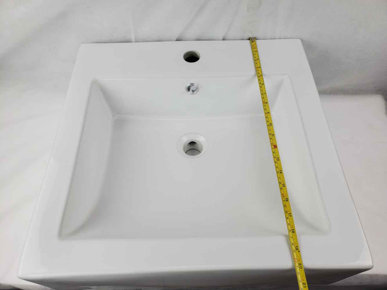 20.25-in. x 19-in. Rectangle Bathroom Vessel Sink White Enamel Glaze