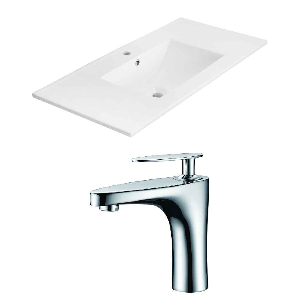 35.5-in. W 1 Hole Ceramic Top Set In White Color