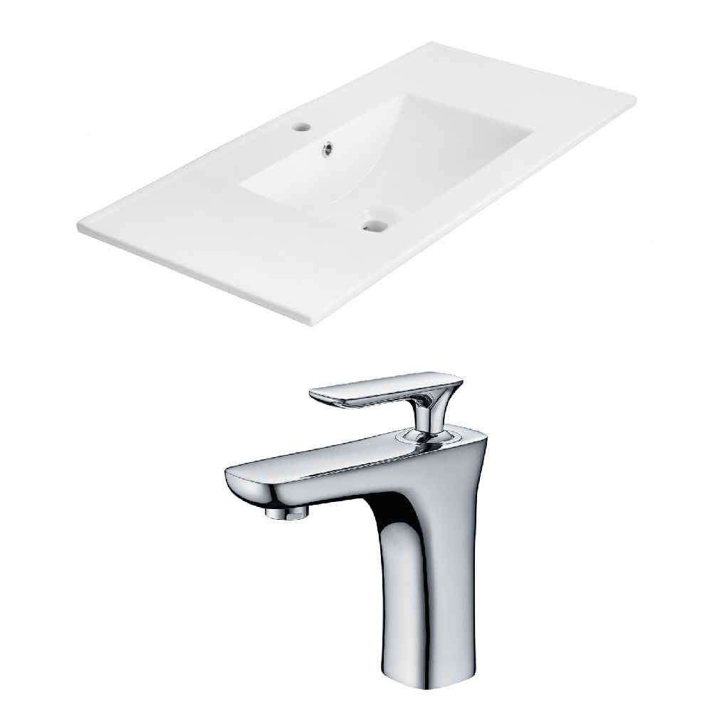 35.5-in. W 1 Hole Ceramic Top Set In White Color