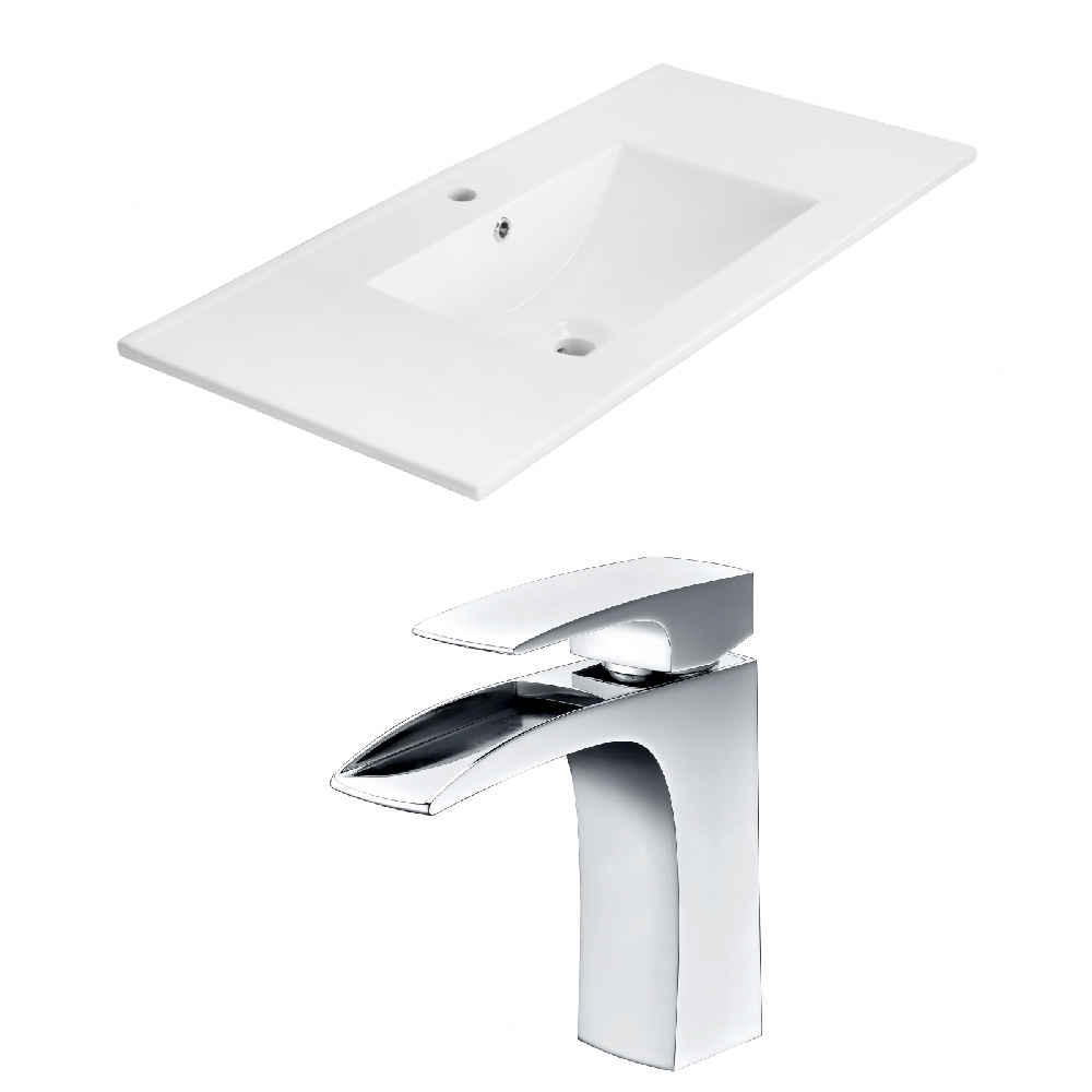 35.5-in. W 1 Hole Ceramic Top Set In White Color
