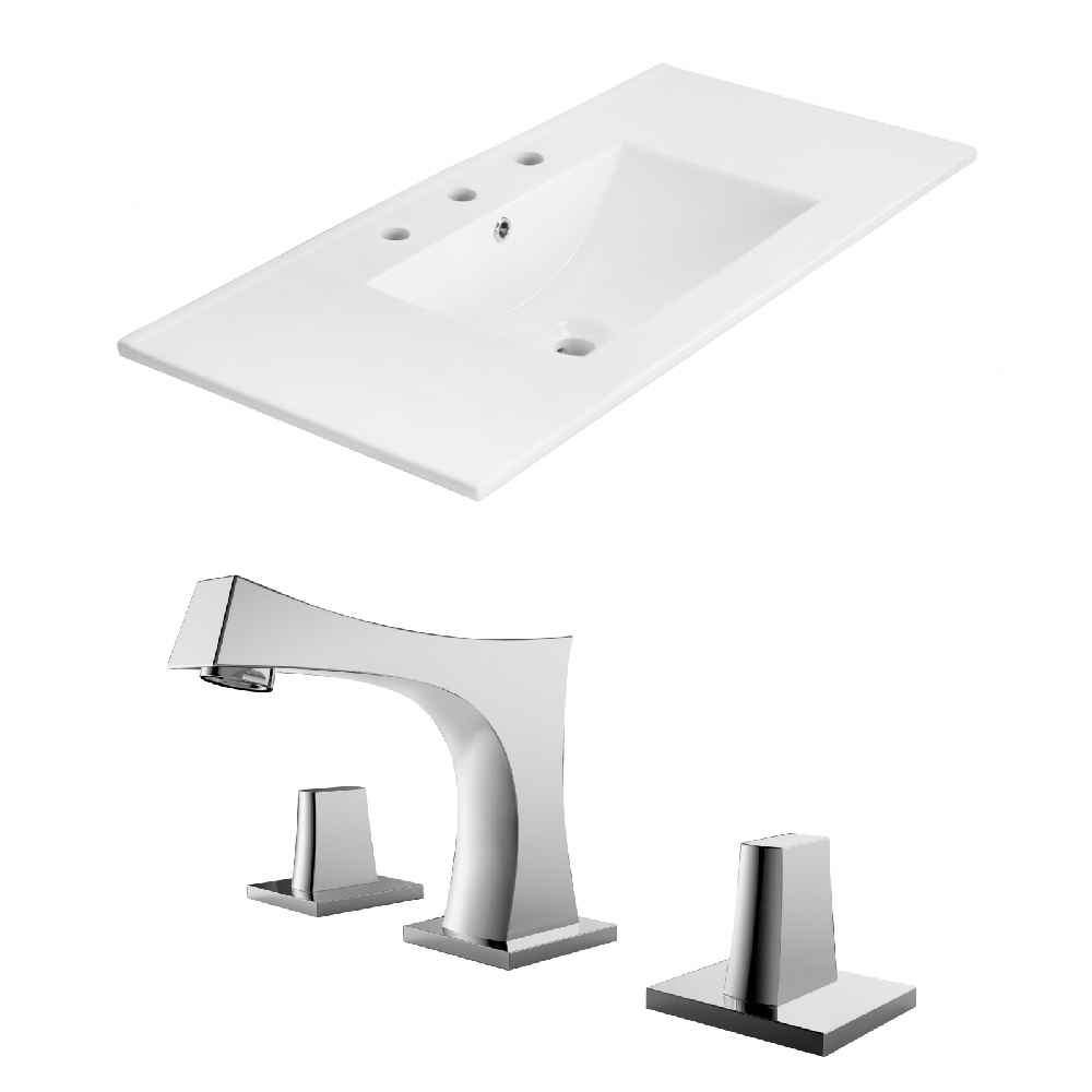 35.5-in. W 3H8-in. Ceramic Top Set In White Color