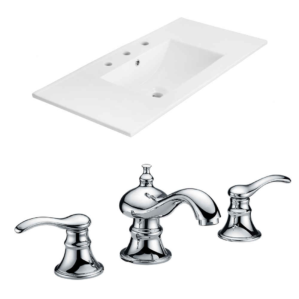 35.5-in. W 3H8-in. Ceramic Top Set In White Color