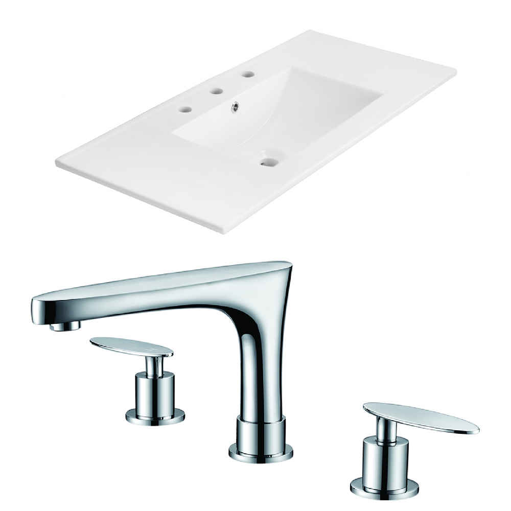 35.5-in. W 3H8-in. Ceramic Top Set In White Color