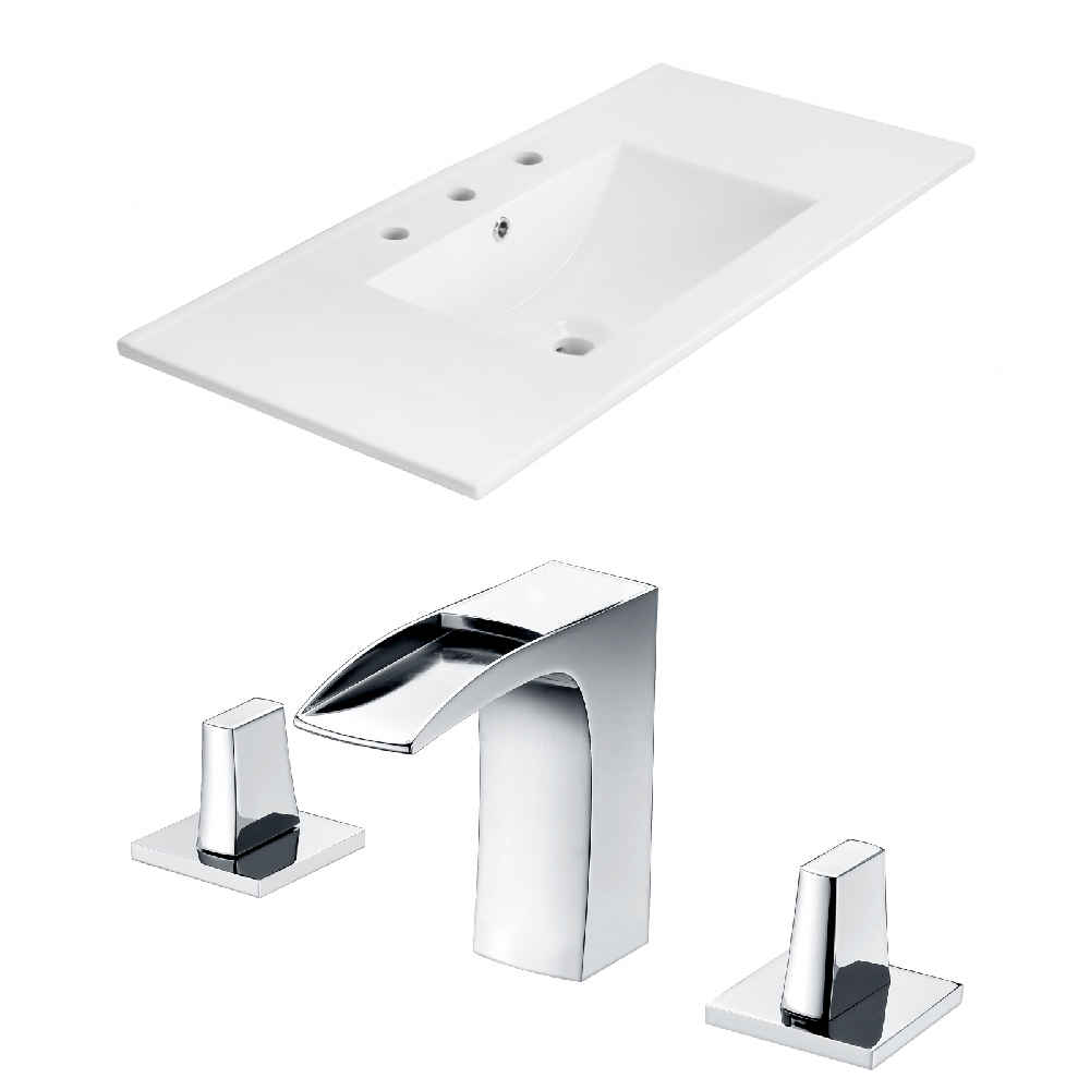 35.5-in. W 3H8-in. Ceramic Top Set In White Color
