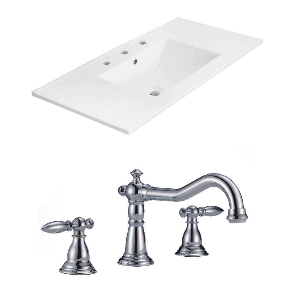 35.5-in. W 3H8-in. Ceramic Top Set In White Color