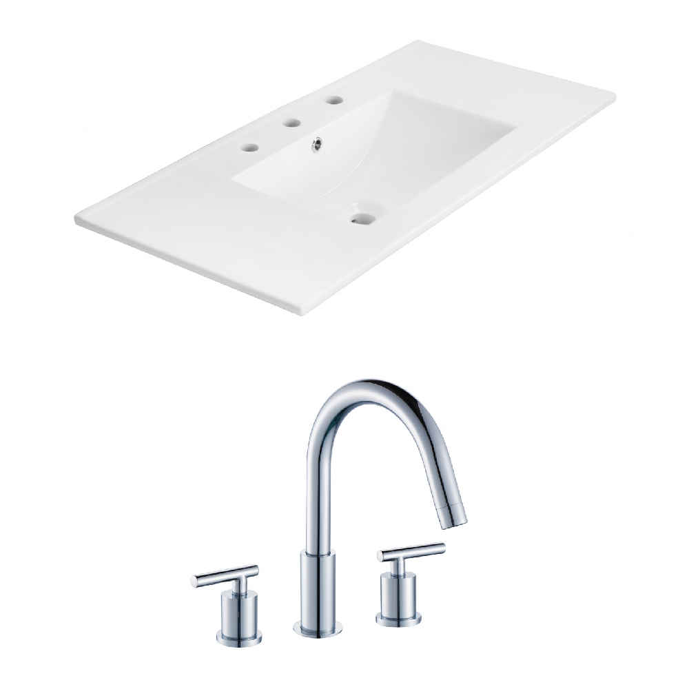 35.5-in. W 3H8-in. Ceramic Top Set In White Color
