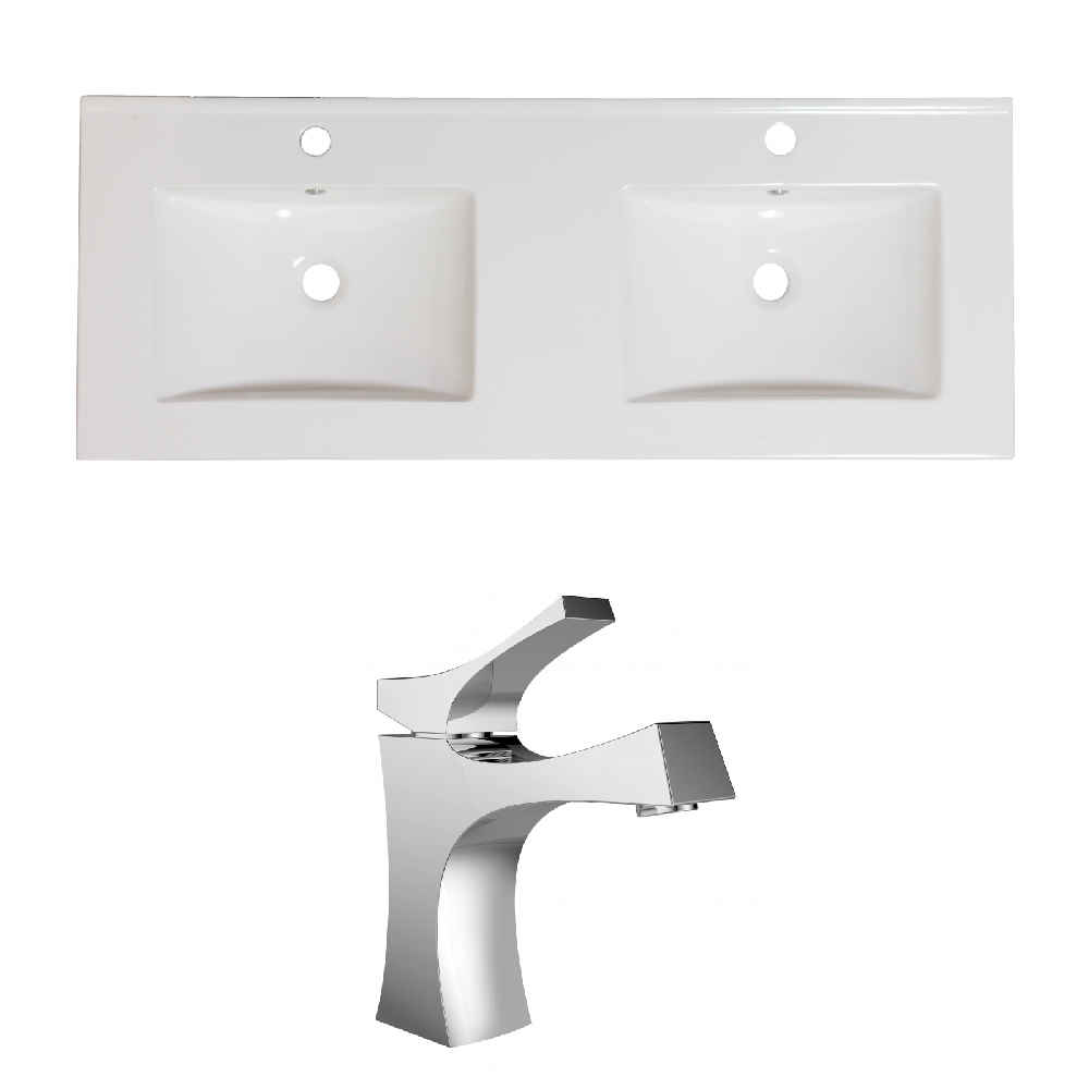 59-in. W 1 Hole Ceramic Top Set In White Color