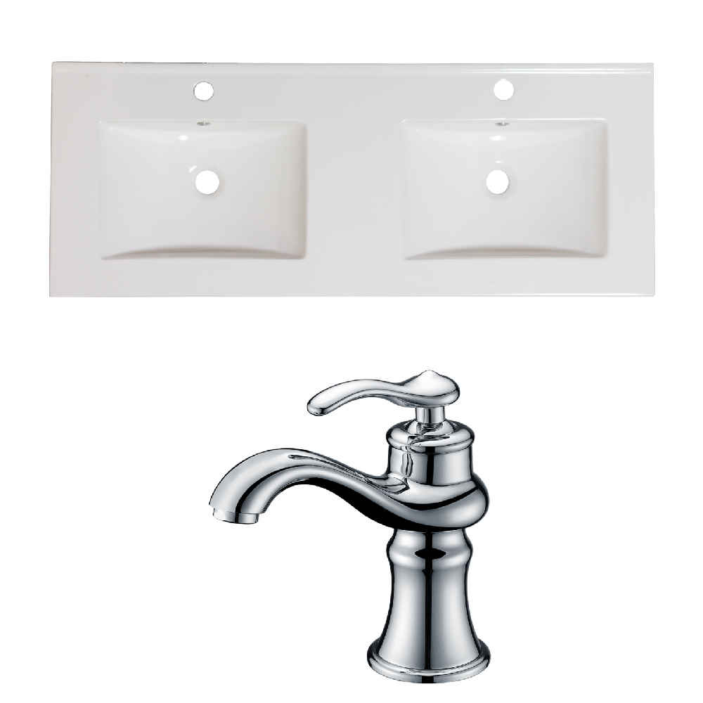 59-in. W 1 Hole Ceramic Top Set In White Color
