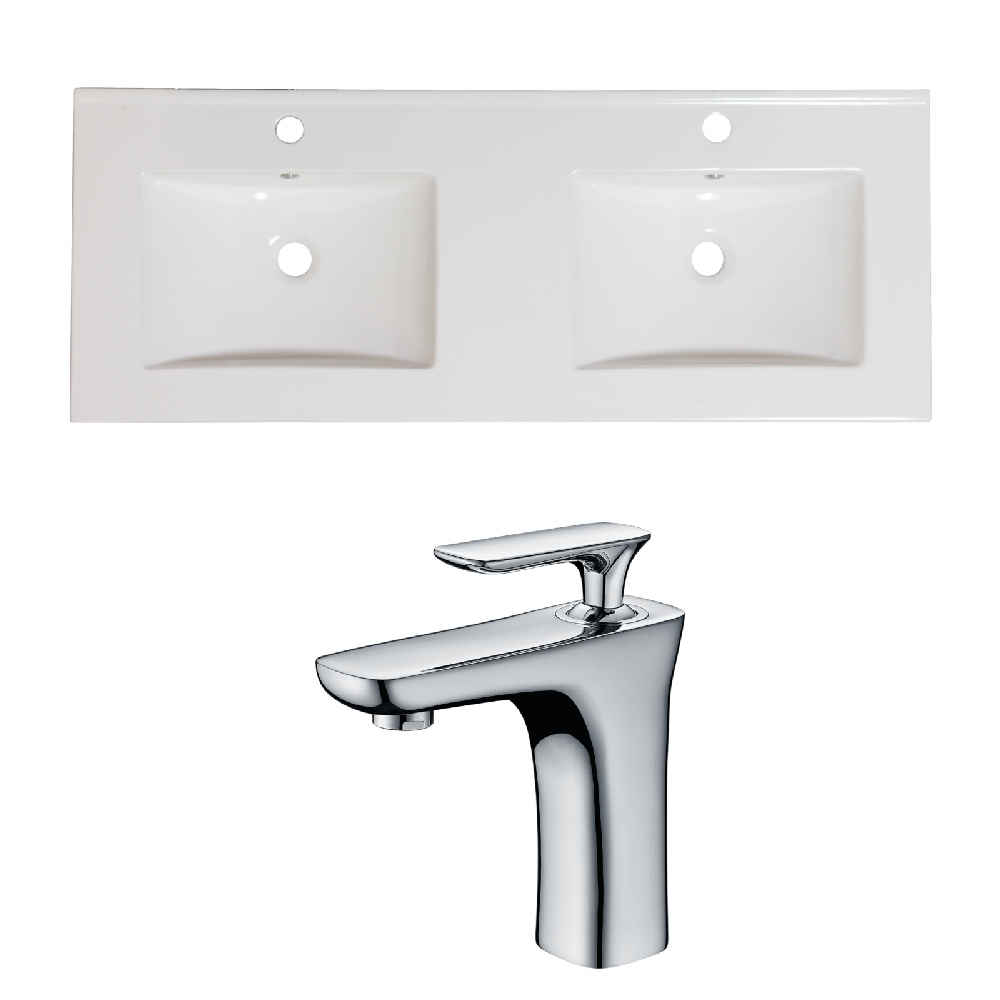 59-in. W 1 Hole Ceramic Top Set In White Color
