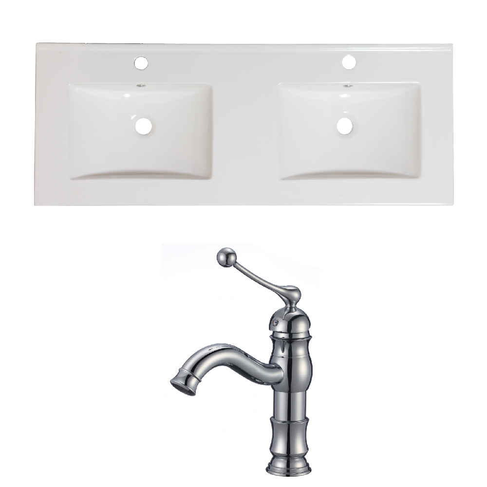59-in. W 1 Hole Ceramic Top Set In White Color