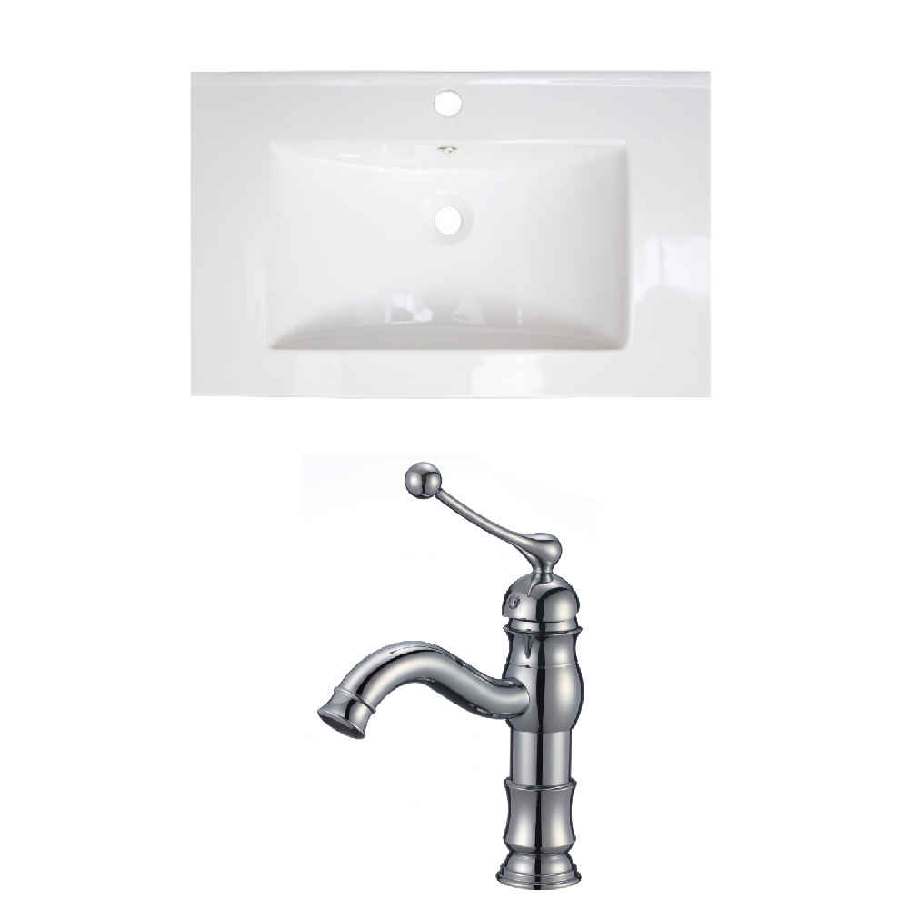 21-in. W 1 Hole Ceramic Top Set In White Color