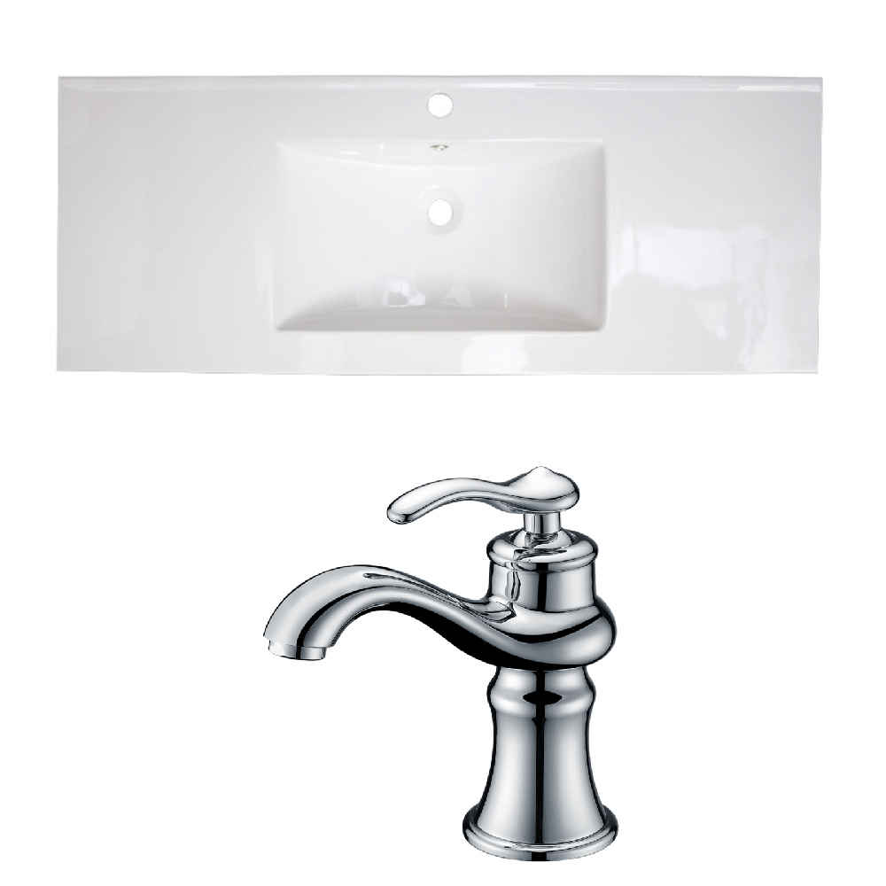 39.75-in. W 1 Hole Ceramic Top Set In White Color
