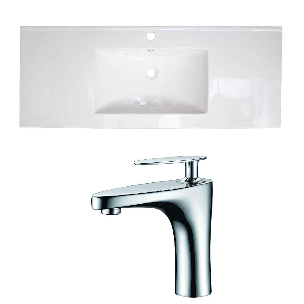 39.75-in. W 1 Hole Ceramic Top Set In White Color