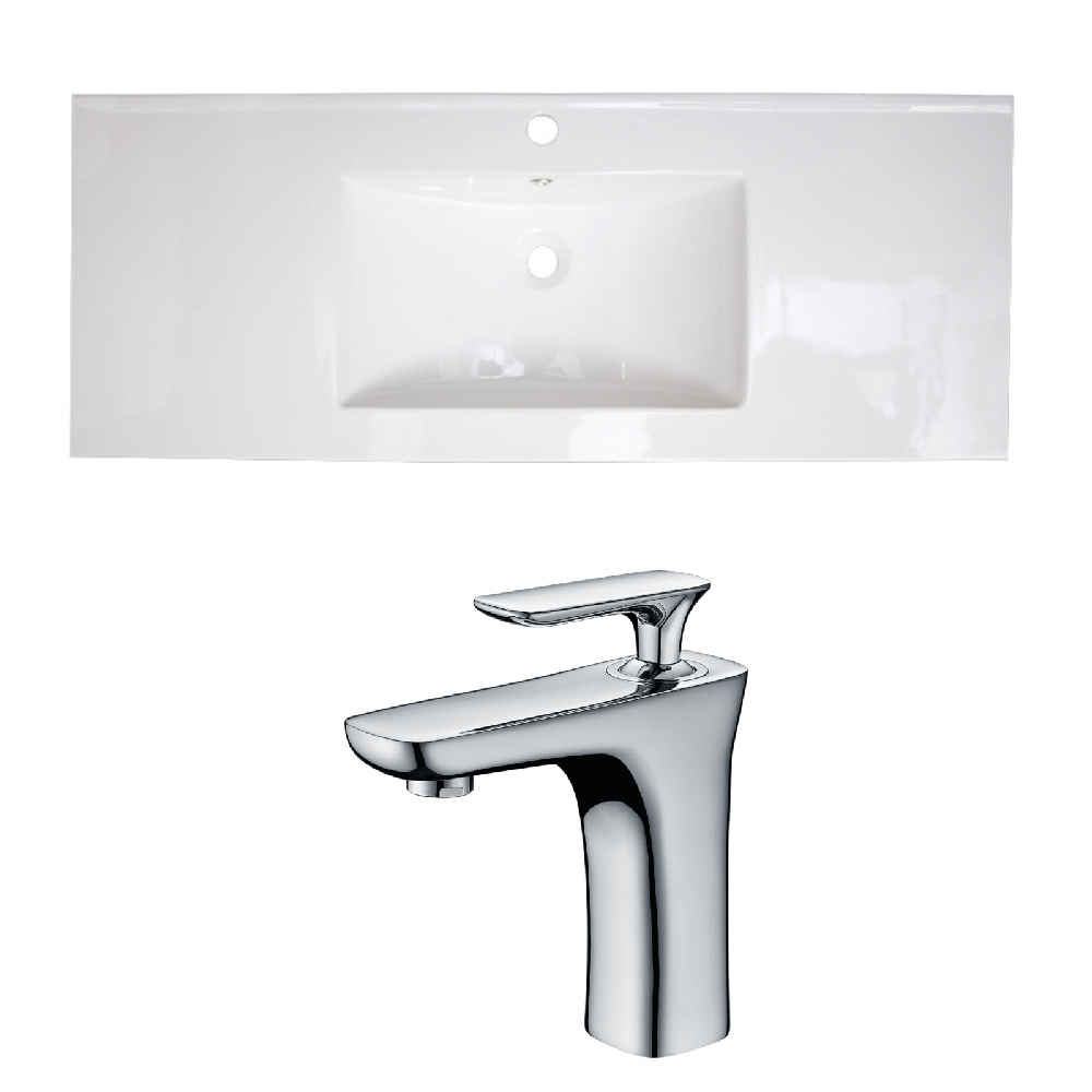 39.75-in. W 1 Hole Ceramic Top Set In White Color