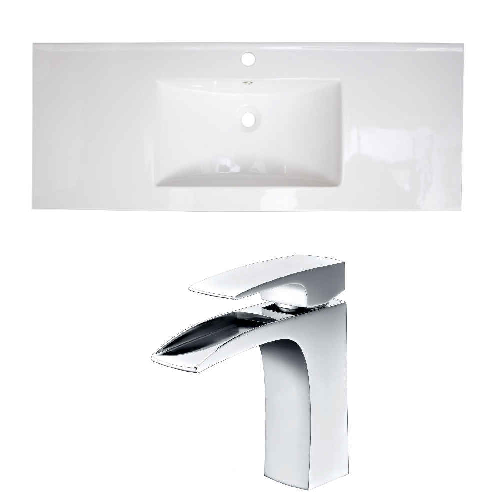 39.75-in. W 1 Hole Ceramic Top Set In White Color
