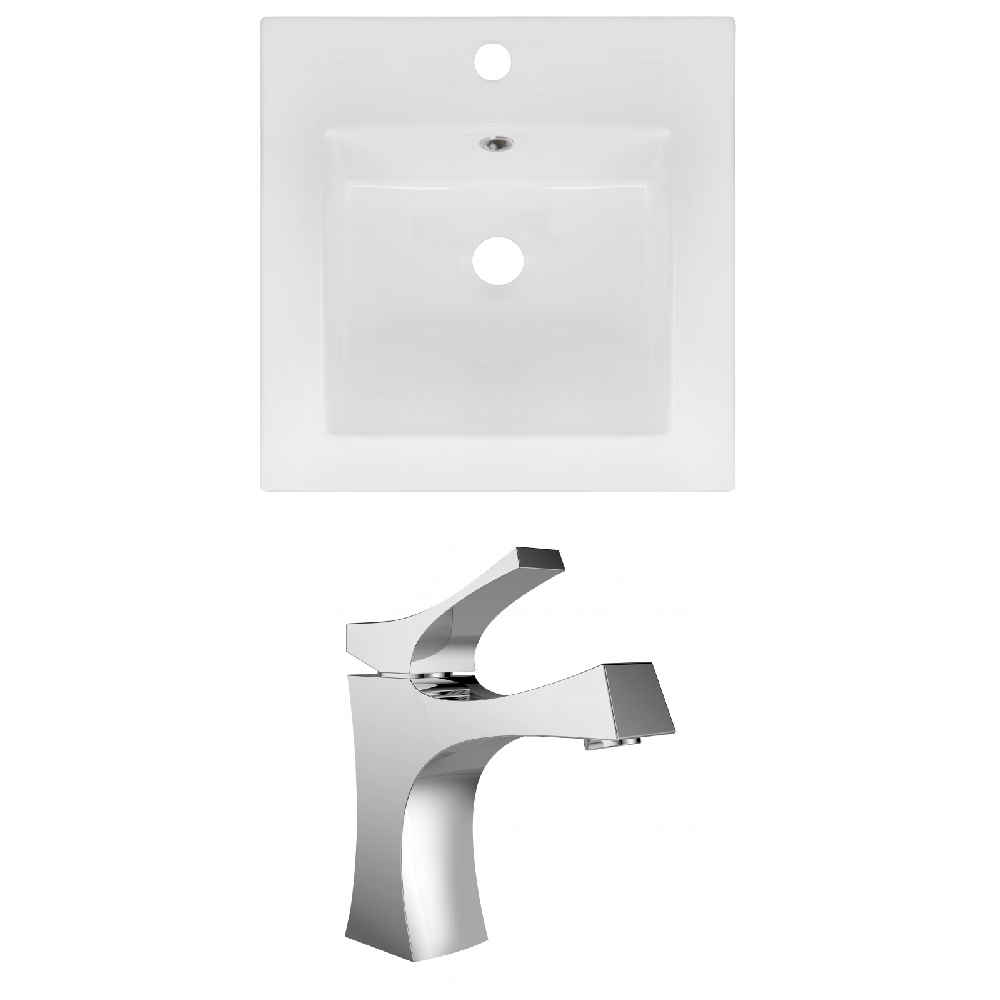 16.5-in. W 1 Hole Ceramic Top Set In White Color