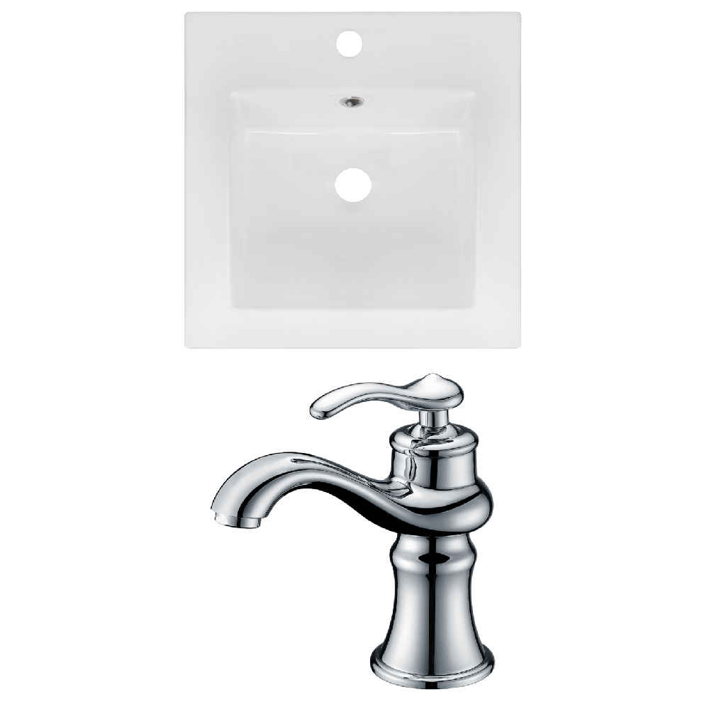 16.5-in. W 1 Hole Ceramic Top Set In White Color
