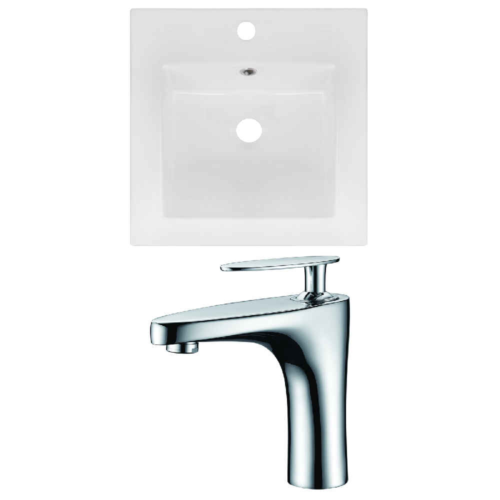 16.5-in. W 1 Hole Ceramic Top Set In White Color