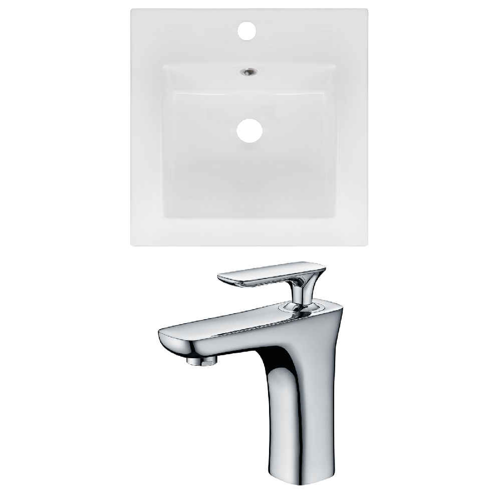 16.5-in. W 1 Hole Ceramic Top Set In White Color