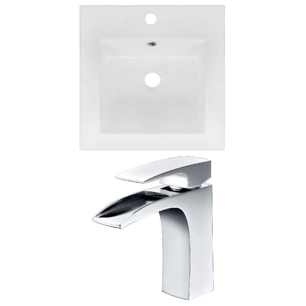 16.5-in. W 1 Hole Ceramic Top Set In White Color