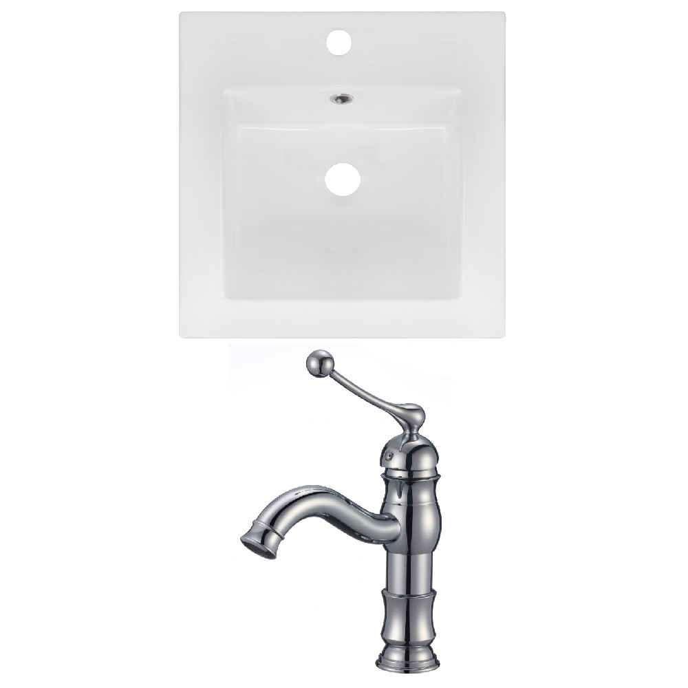 16.5-in. W 1 Hole Ceramic Top Set In White Color