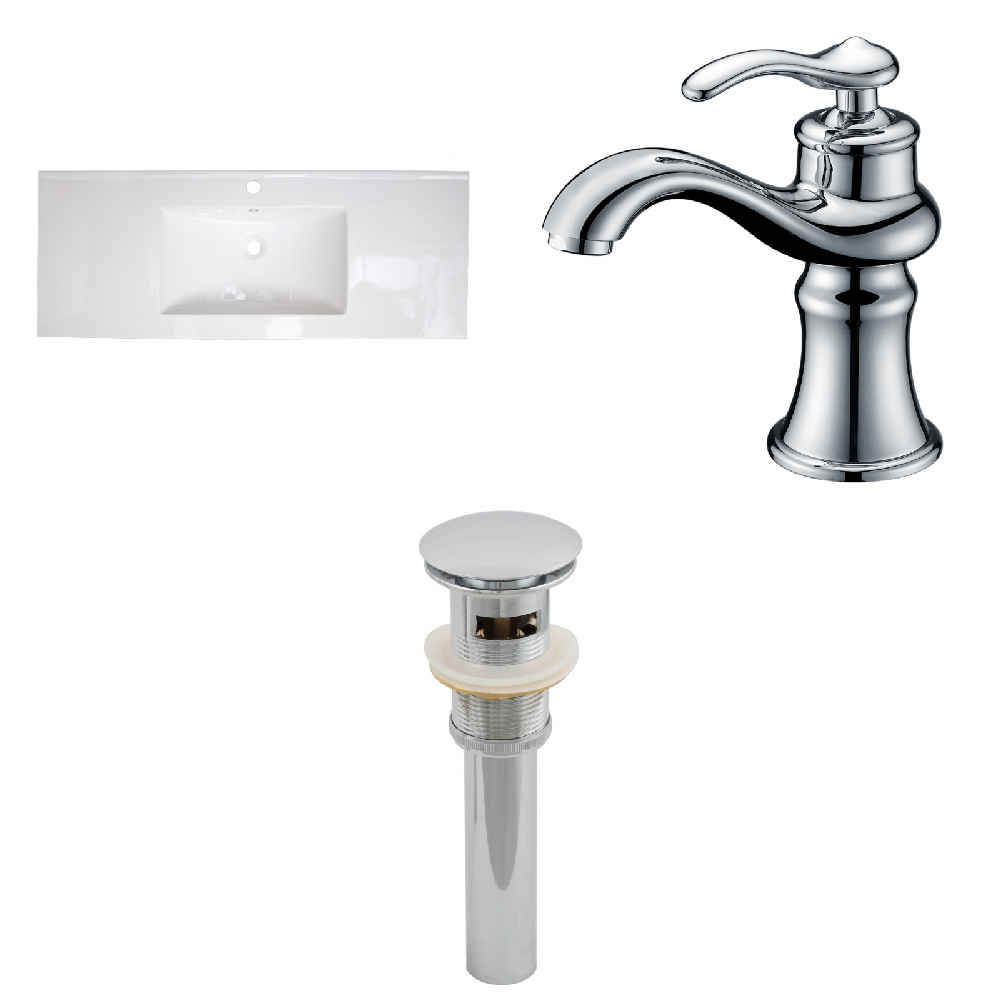 48-in. W 1 Hole Ceramic Top Set In White Color - Overflow Drain Incl.