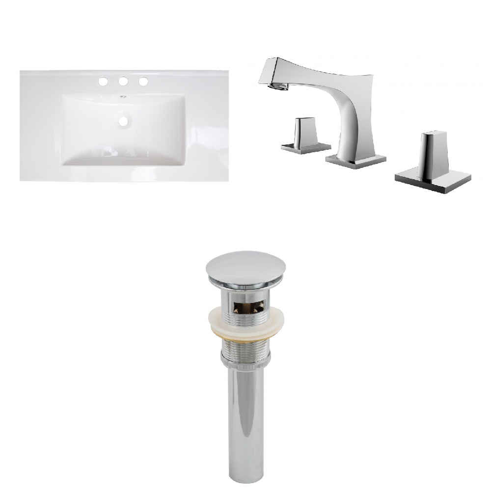 35.5-in. W 3H8-in. Ceramic Top Set In White Color - Overflow Drain Incl.