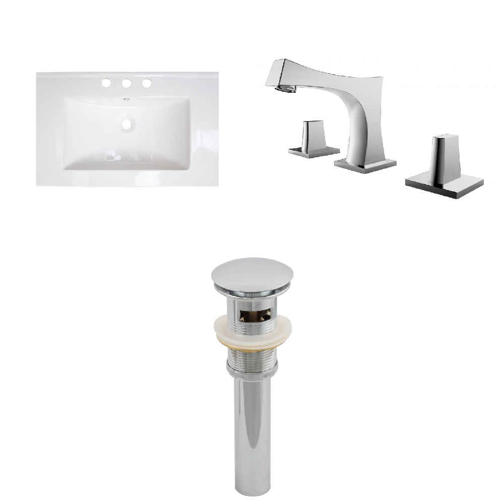 23.75-in. W 3H8-in. Ceramic Top Set In White Color - Overflow Drain Incl.
