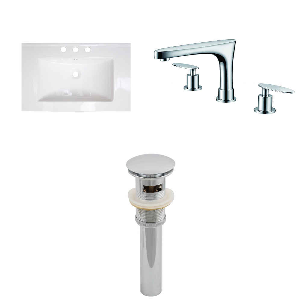 23.75-in. W 3H8-in. Ceramic Top Set In White Color - Overflow Drain Incl.
