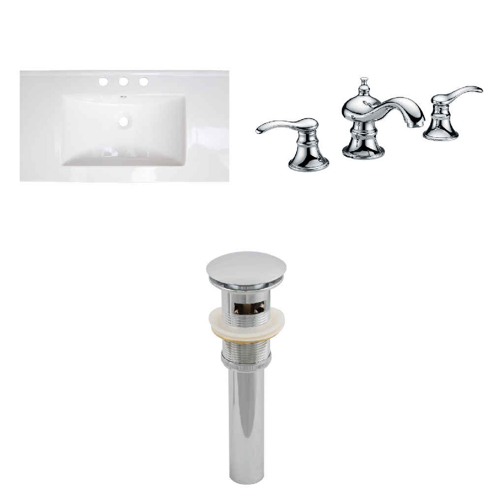 32-in. W 3H8-in. Ceramic Top Set In White Color - Overflow Drain Incl.