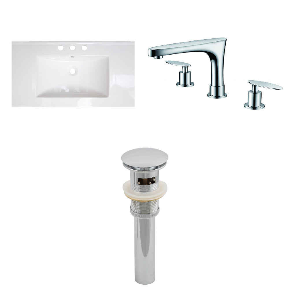 32-in. W 3H8-in. Ceramic Top Set In White Color - Overflow Drain Incl.
