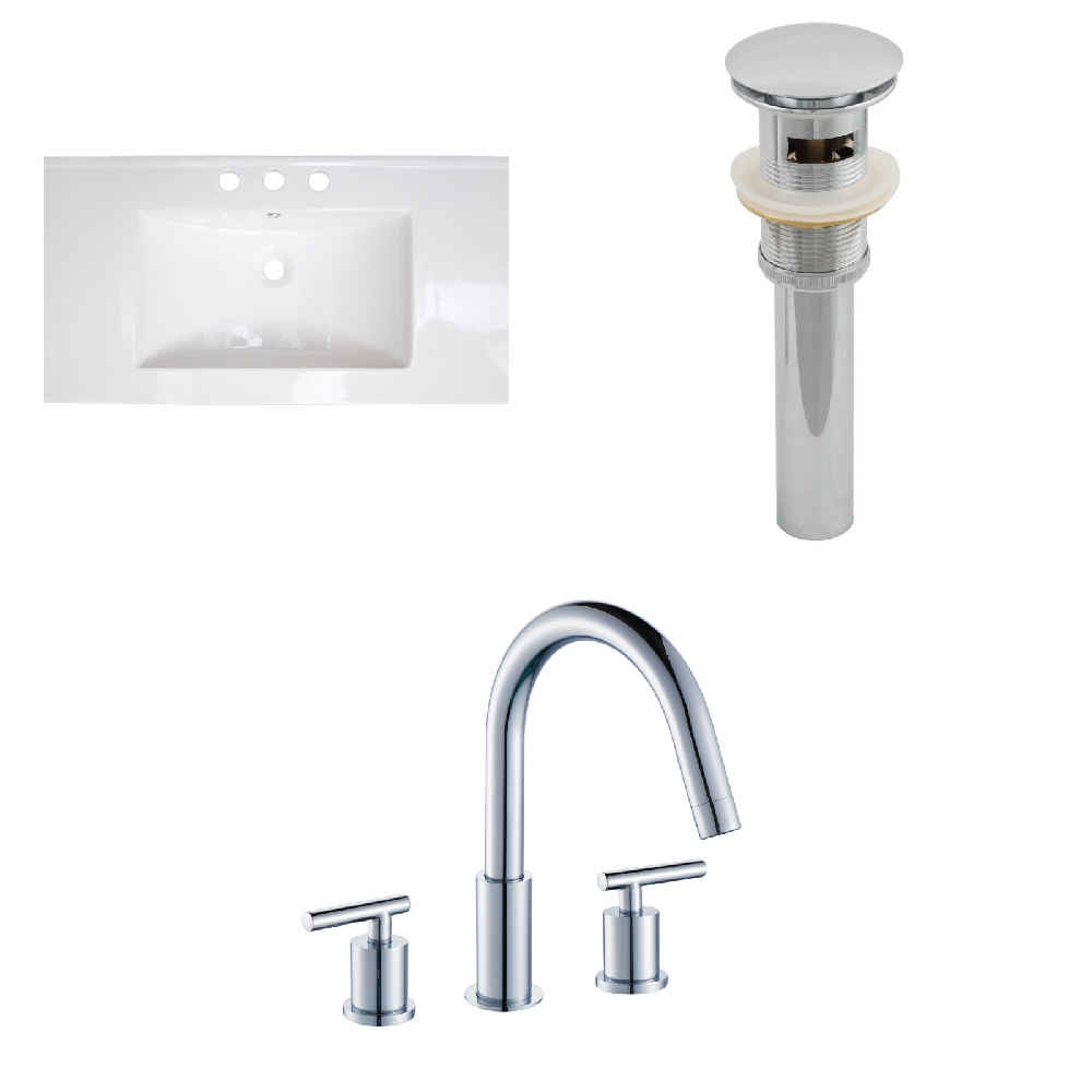 32-in. W 3H8-in. Ceramic Top Set In White Color - Overflow Drain Incl.