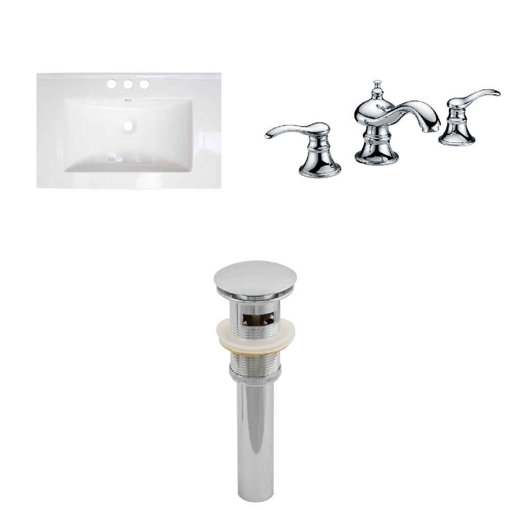 30-in. W 3H8-in. Ceramic Top Set In White Color - Overflow Drain Incl.
