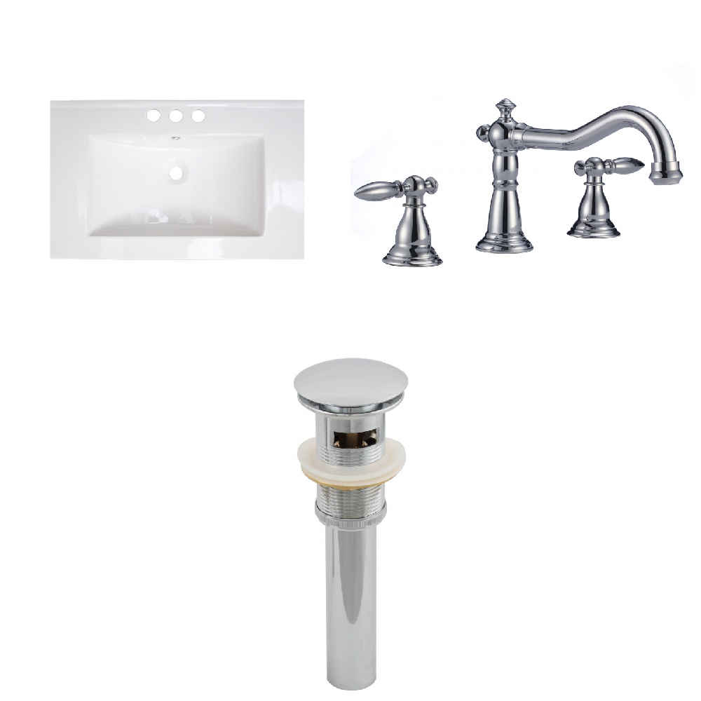 30-in. W 3H8-in. Ceramic Top Set In White Color - Overflow Drain Incl.