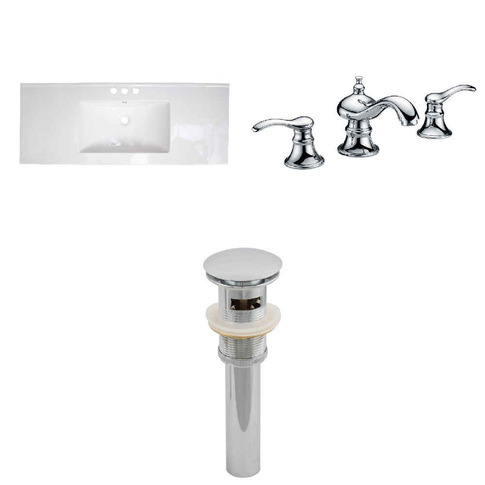 48-in. W 3H8-in. Ceramic Top Set In White Color - Overflow Drain Incl.