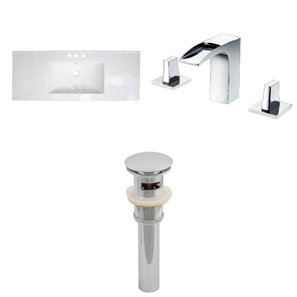 48-in. W 3H8-in. Ceramic Top Set In White Color - Overflow Drain Incl.