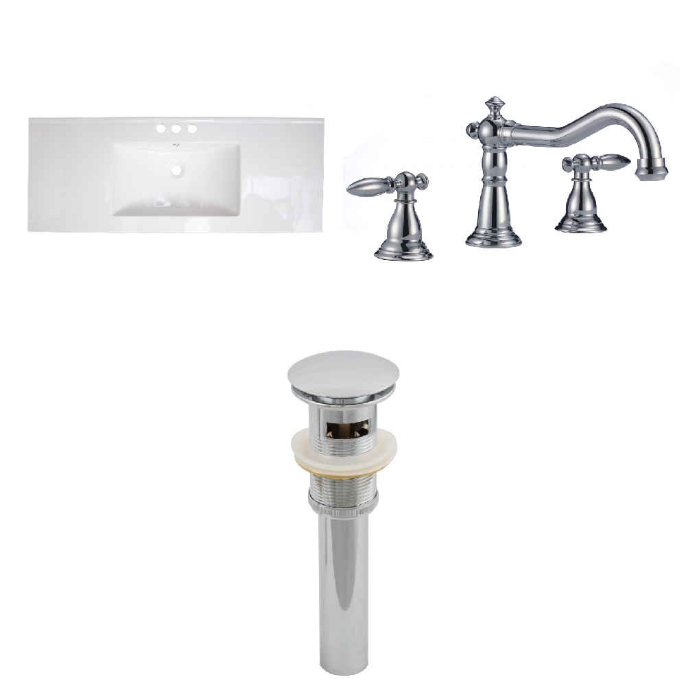 48-in. W 3H8-in. Ceramic Top Set In White Color - Overflow Drain Incl.