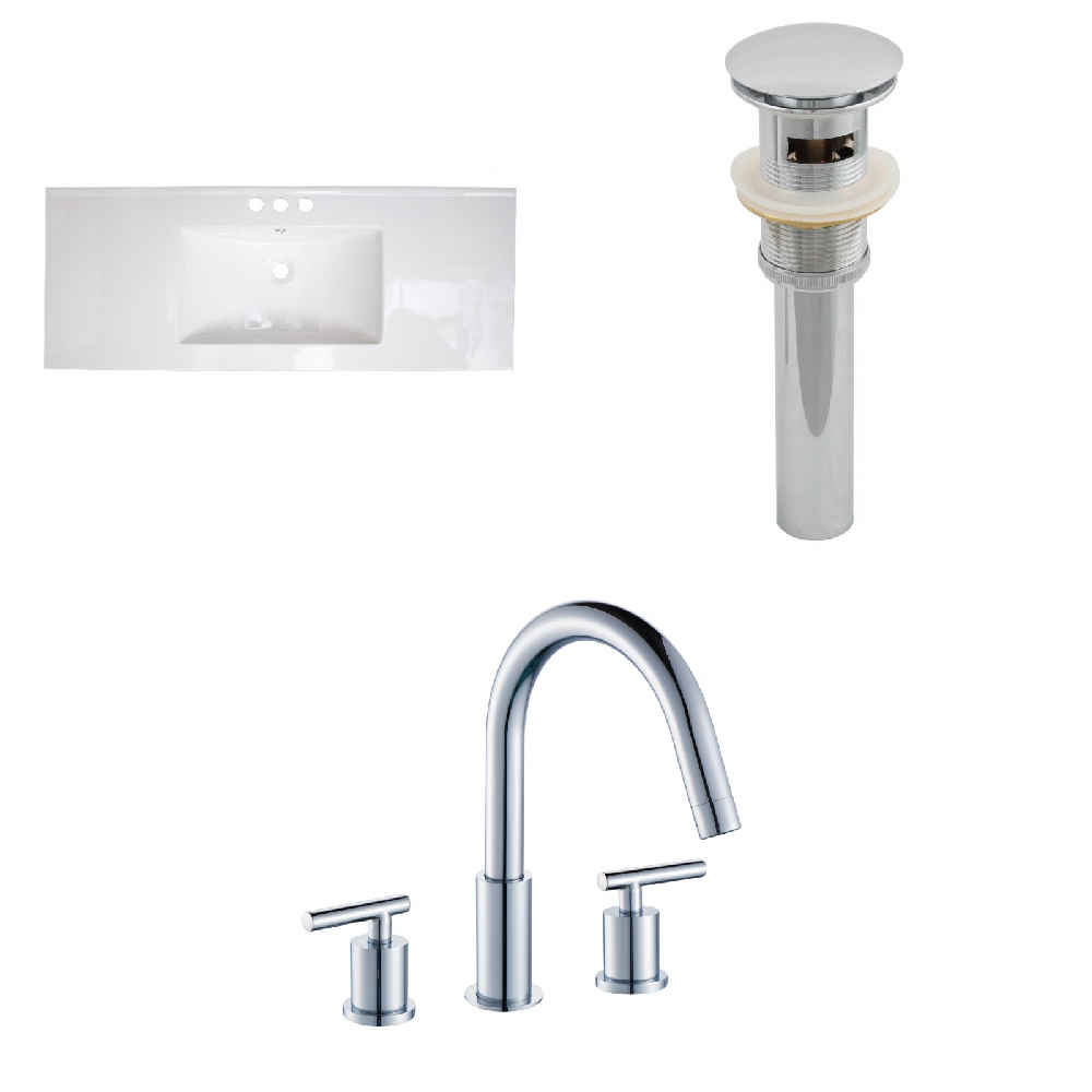 48-in. W 3H8-in. Ceramic Top Set In White Color - Overflow Drain Incl.