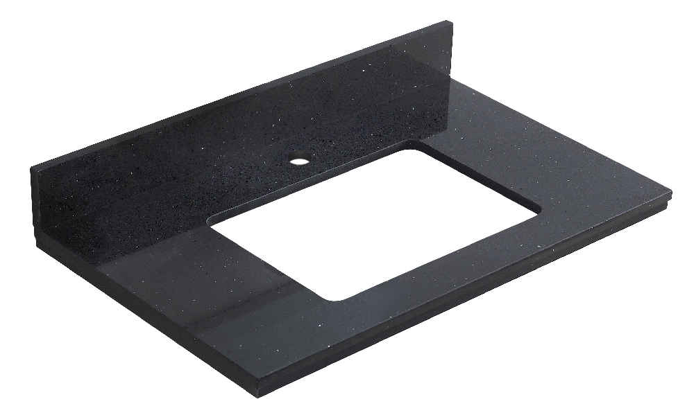 30.5-in. W  18.75-in. D Stone Top In Black Galaxy Color For 1 Hole Faucet