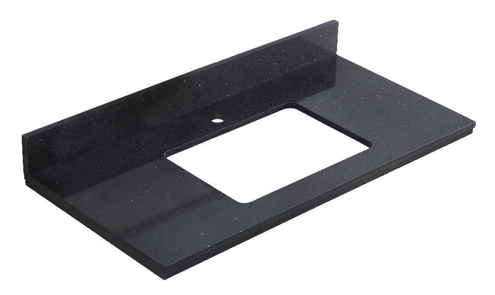 36-in. W  18.25-in. D Stone Top In Black Galaxy Color For 1 Hole Faucet