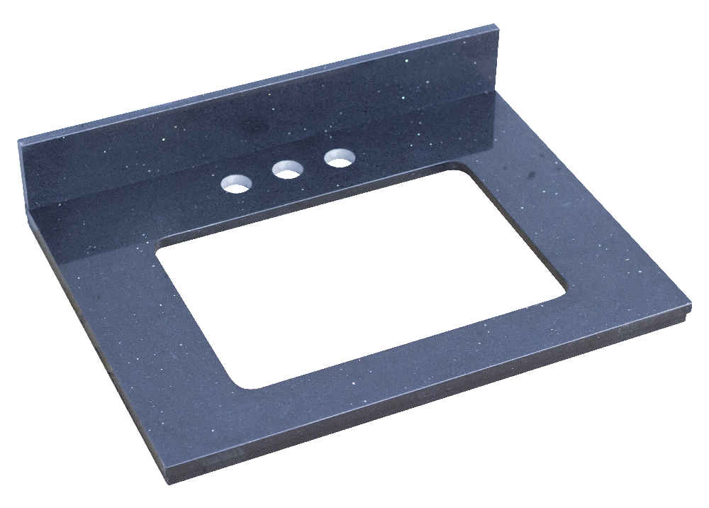 23.75-in. W  18.25-in. D Stone Top In Black Galaxy Color For 3H4-in. Faucet
