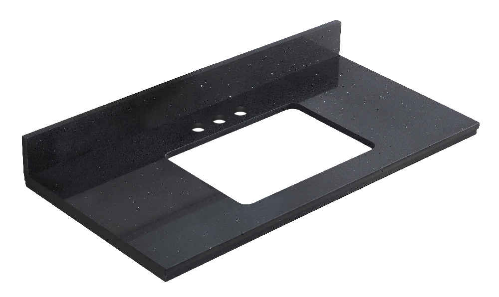 36-in. W  18.25-in. D Stone Top In Black Galaxy Color For 3H4-in. Faucet