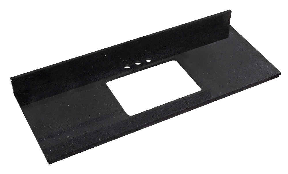 47.6-in. W  18.25-in. D Stone Top In Black Galaxy Color For 3H4-in. Faucet