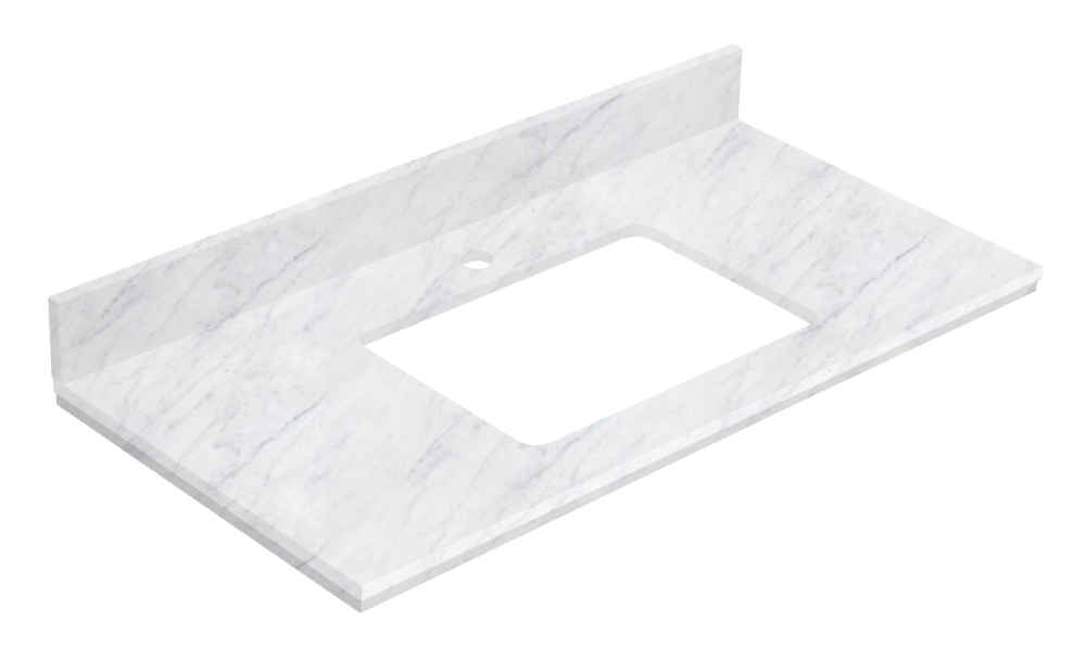 36-in. W  18.25-in. D Stone Top In Bianca Carara Color For 1 Hole Faucet