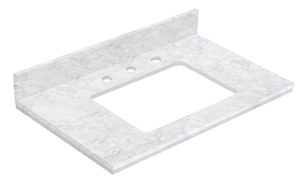 30.5-in. W  18.75-in. D Stone Top In Bianca Carara Color For 3H8-in. Faucet