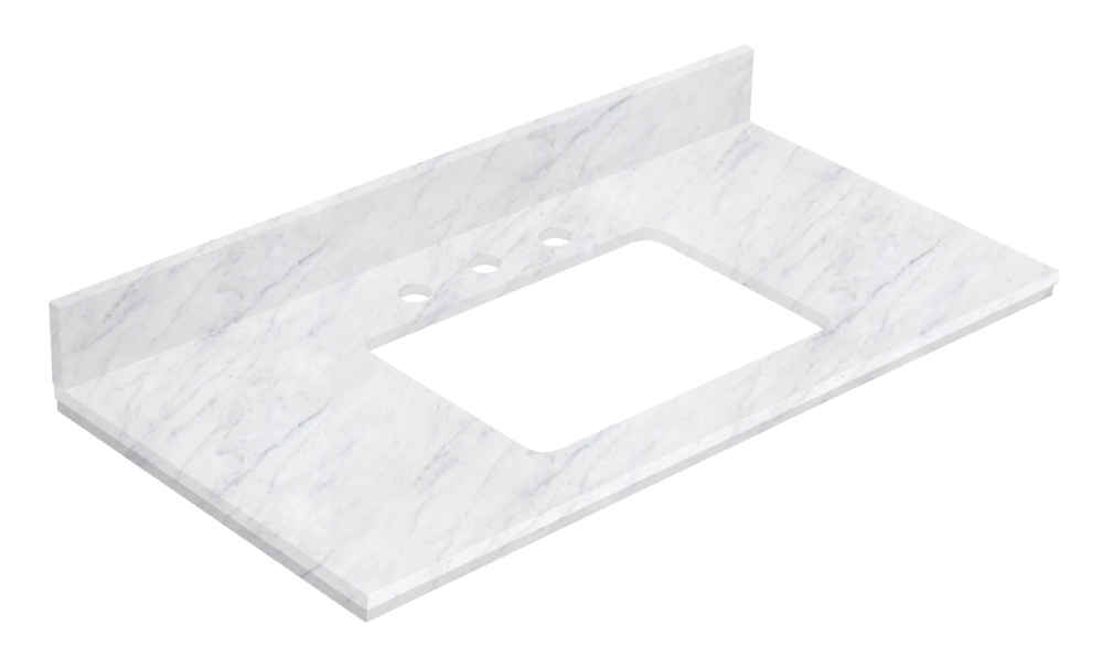 36-in. W  18.25-in. D Stone Top In Bianca Carara Color For 3H8-in. Faucet