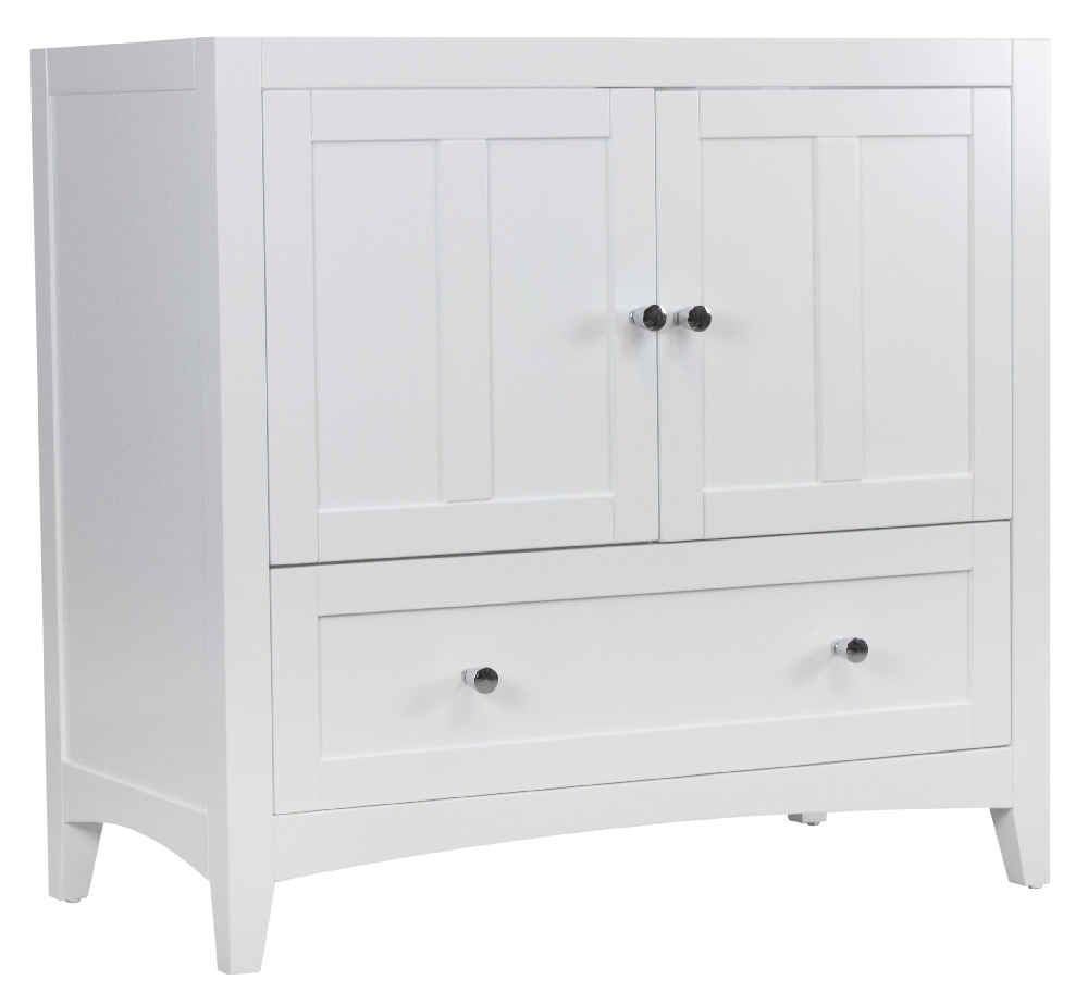 34.5-in. W 18-in. D Modern Plywood-Veneer Vanity Base Set Only In White
