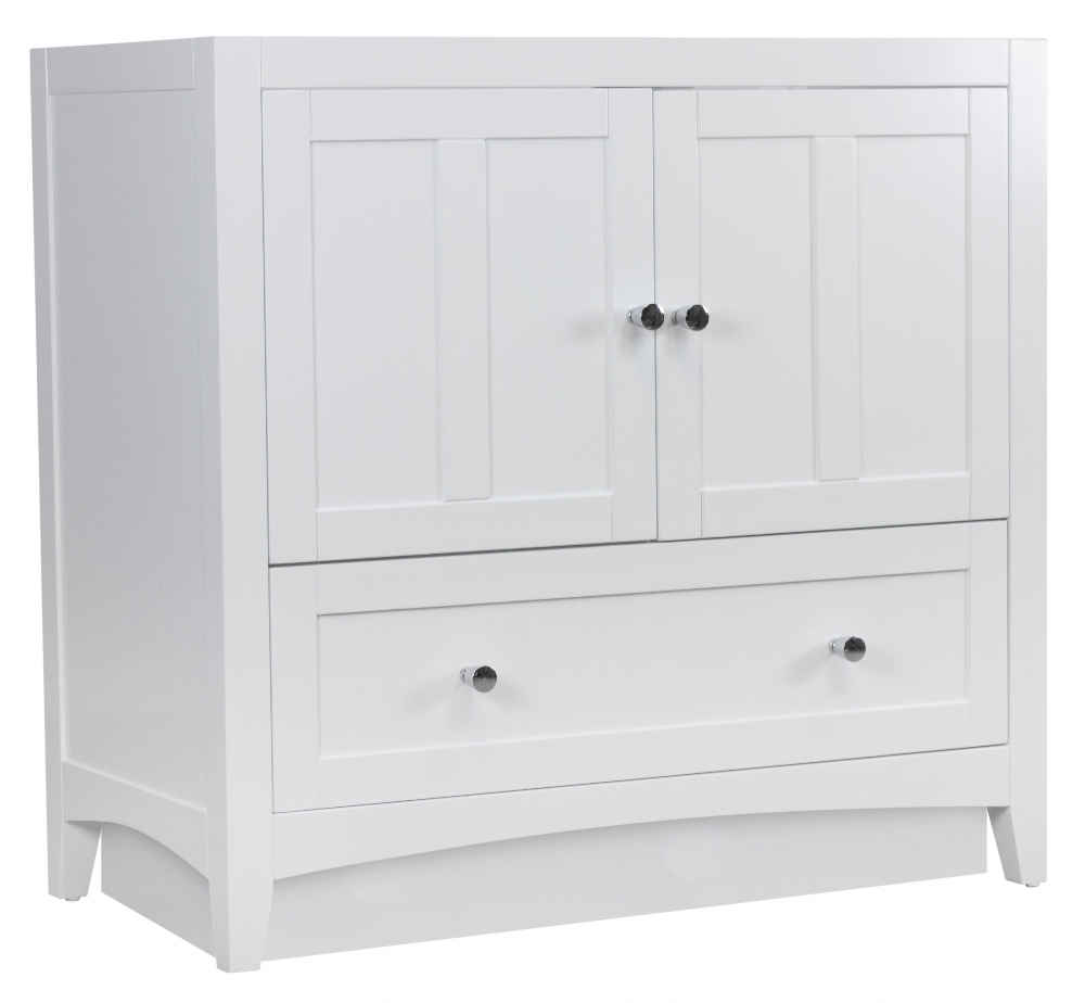 34.5-in. W 18-in. D Modern Plywood-Veneer Vanity Base Set Only In White