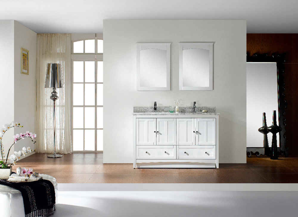 58.75-in. W 18-in. D Modern Plywood-Veneer Vanity Base Set Only In White