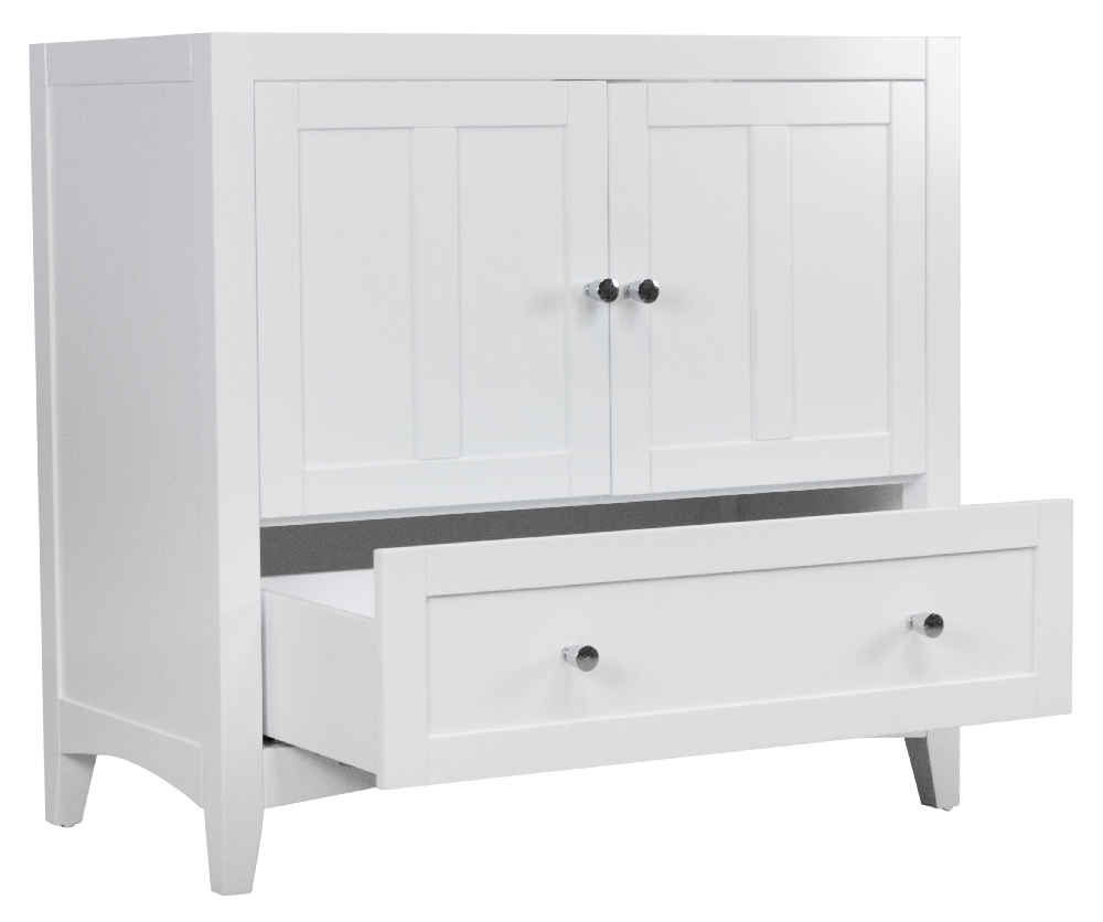 34.5-in. W 18-in. D Modern Plywood-Veneer Vanity Base Only In White
